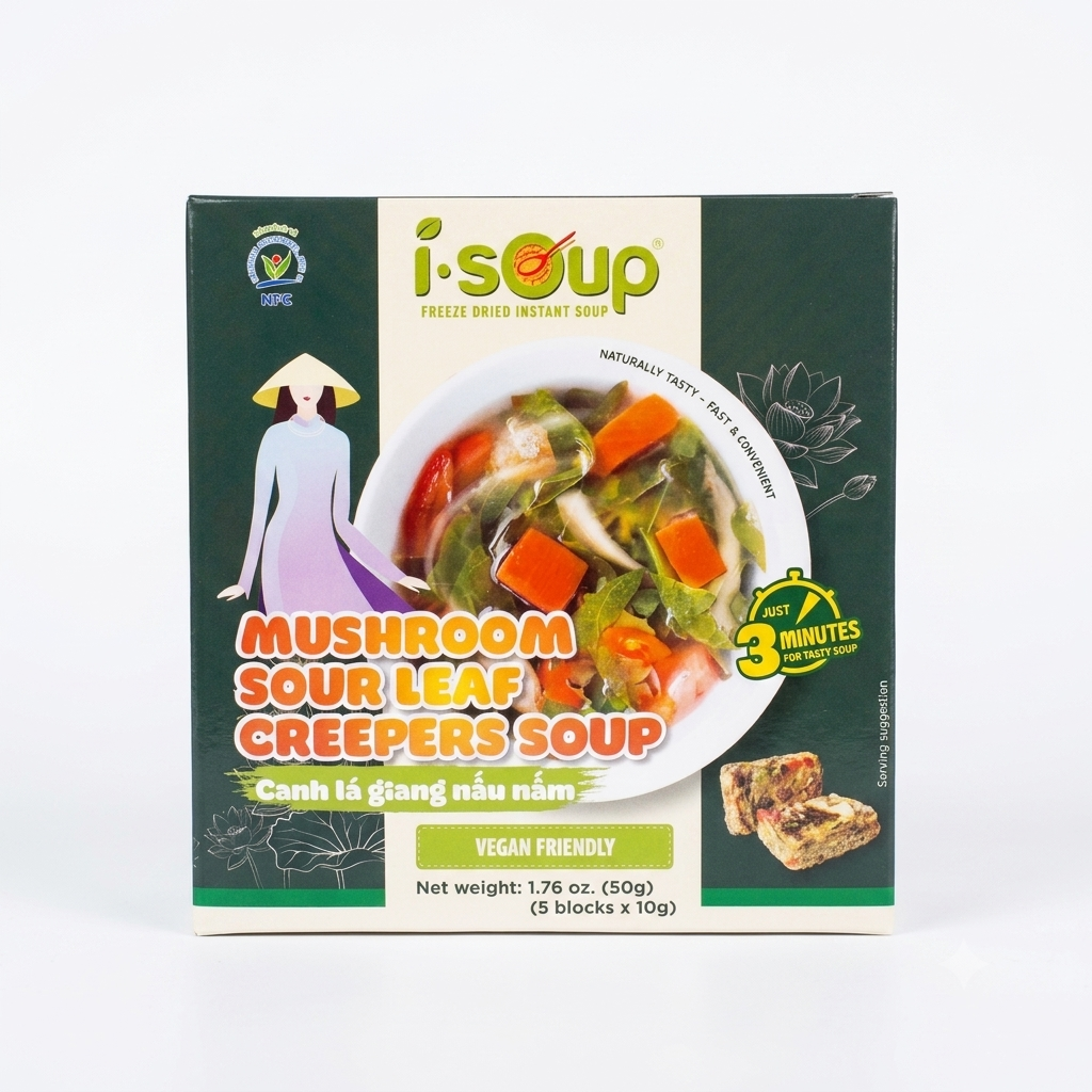 [i-Soup] Freeze Dried Instant Mushroom Sour Leaf Creepers Soup/Canh La Giang Nau Nam - 50g