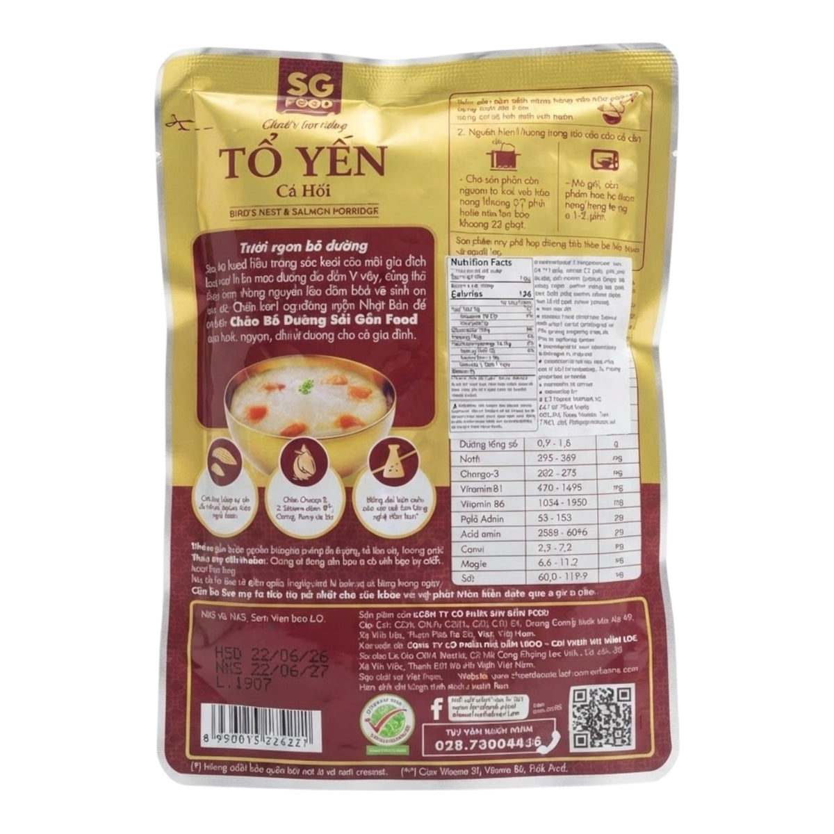 SG Food Bird's Nest & Salmon Nutritious Porridge/Chao To Yen Ca Hoi – 240g