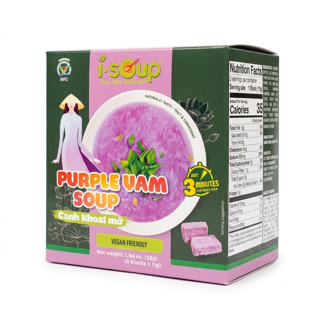 [i-Soup] Freeze Dried Instant Purple Yam Soup/Canh Khoai Mo - 55g