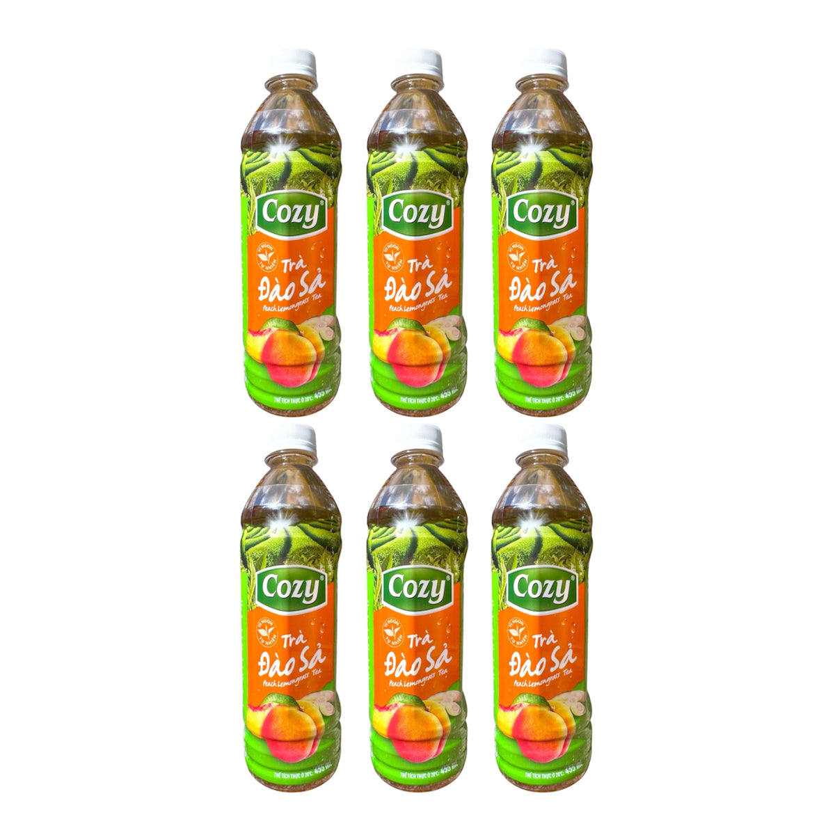 [Cozy] Peach Lemongrass Tea/Tra Dao Sa - Pack of 6 (6x455ml)