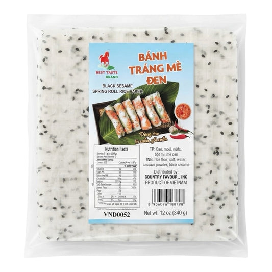 Black Sesame Spring Roll Rice Paper/Banh Trang Me Den – 12 oz