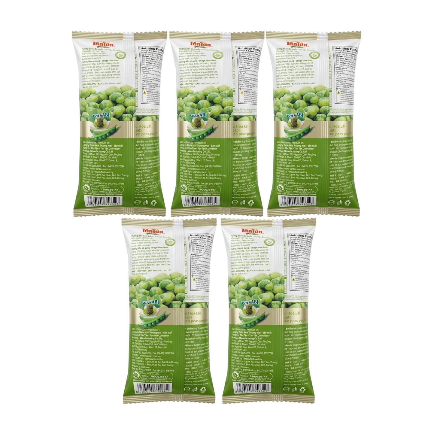 [Tan Tan] Wasabi Green Peas - Dau Hoa Lan Wasabi - Combo 5 packs