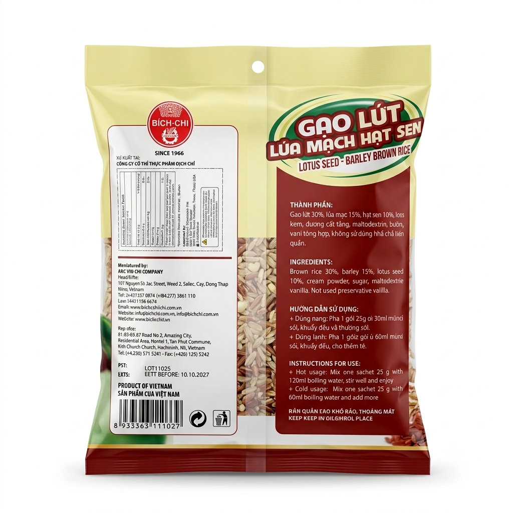 [Bich-Chi] Lotus Seed - Barley Brown Rice/Bot Gao Lut Lua Mach Hat Sen