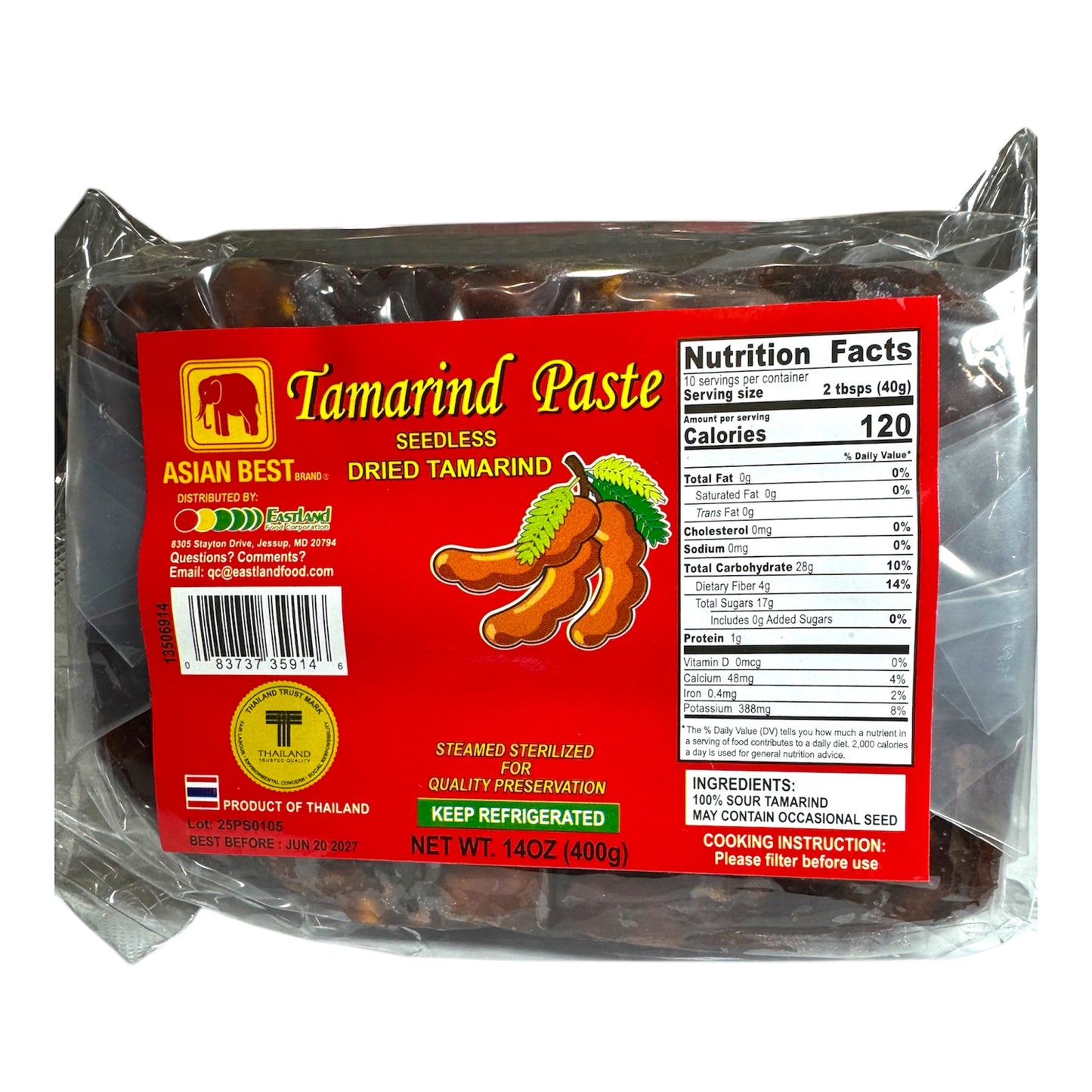 Asian Best-Tamarind Paste (Seedless)/Me Kho Khong Hat 14 Oz (400g)