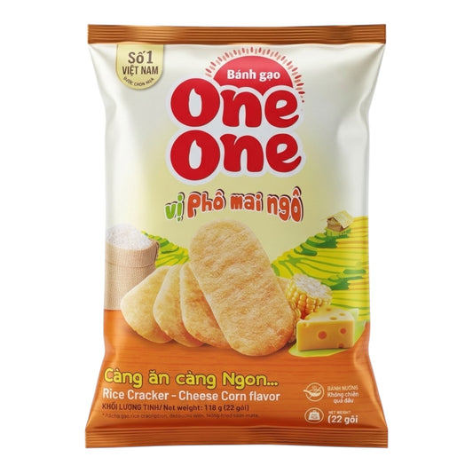 One One Cheese Corn Rice Cracker/Banh Gao Vi Pho Mai - 118g (22 packs)
