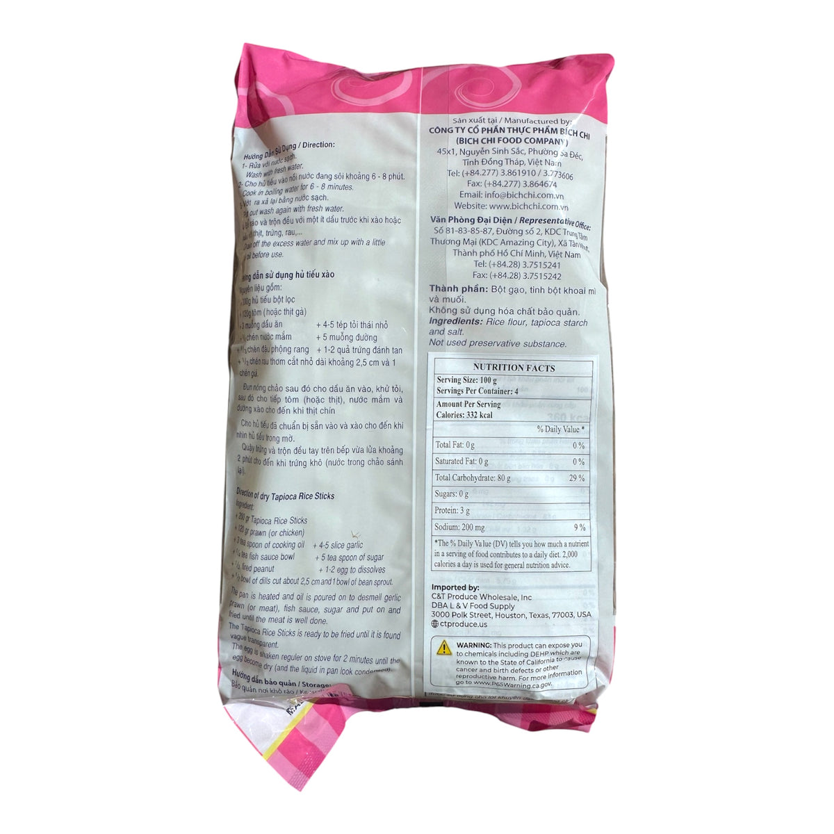 [Bich Chi] Tapioca Rice Sticks/Hu Tieu Bot Loc – 400g (14.1 oz)