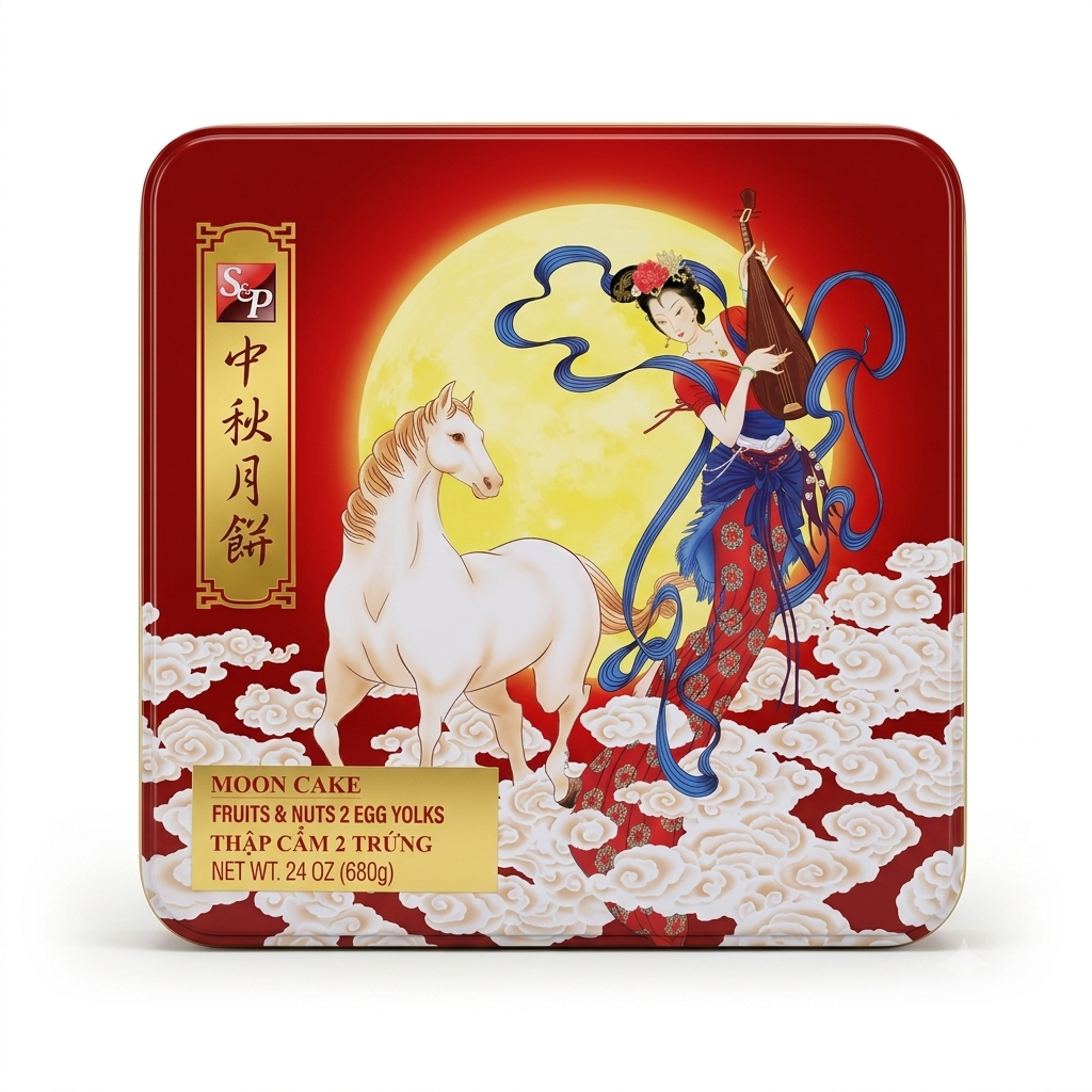 S&P Moon Cake Fruits & Nuts 2 Egg Yolks/Banh Trung Thu Thap Cam 2 Trung