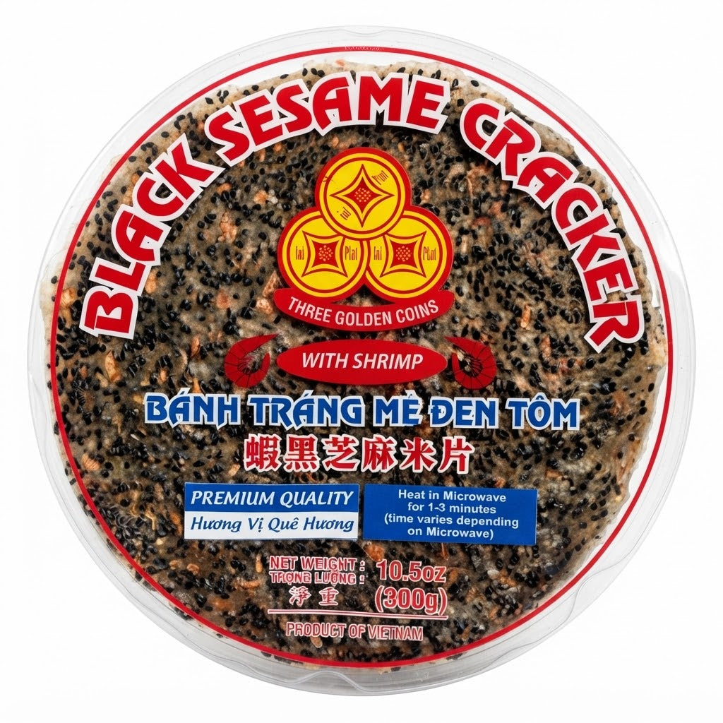 Black Sesame Cracker (With Shrimp)/Banh Trang Me Den Tom – 10.5 oz (300g)