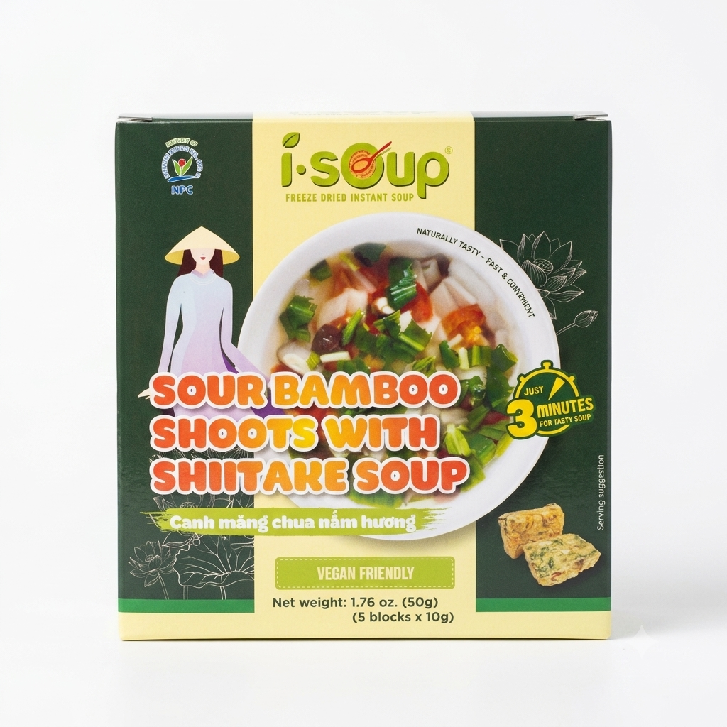 [i-Soup] Freeze Dried Instant Sour Bamboo Shoots with Shiitake Soup/Canh Mang Chua Nam Huong - 50g