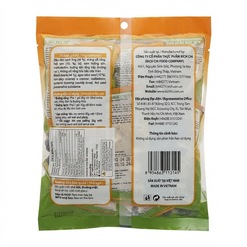 [Bich-Chi] Black Beans Powder with Lotus Seed/Bot Dau Den Hat Sen – 350g
