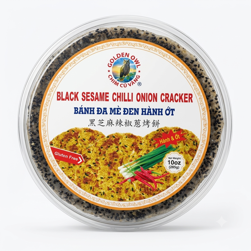 [GO] Black Sesame Chilli Onion Cracker/Banh Da Me Den Hanh Ot