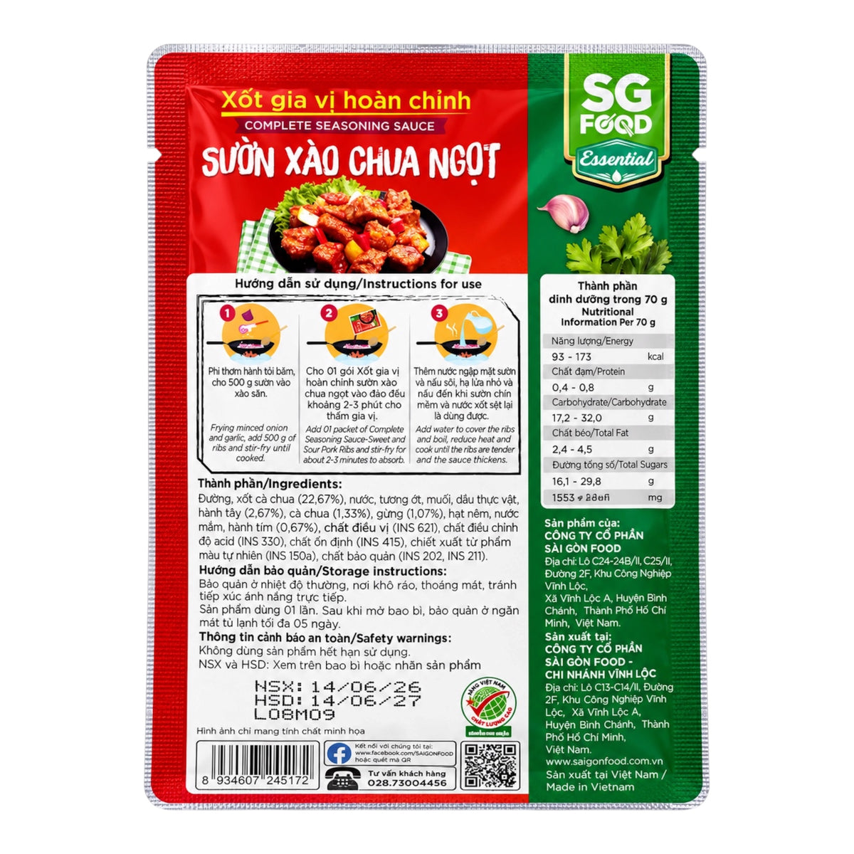 [SG Food] Essential Sweet and Sour Pork Ribs Complete Seasoning Sauce – 70g