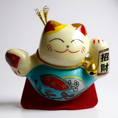 Set of 5 Mini Lucky Cat Figurines H 1.5"