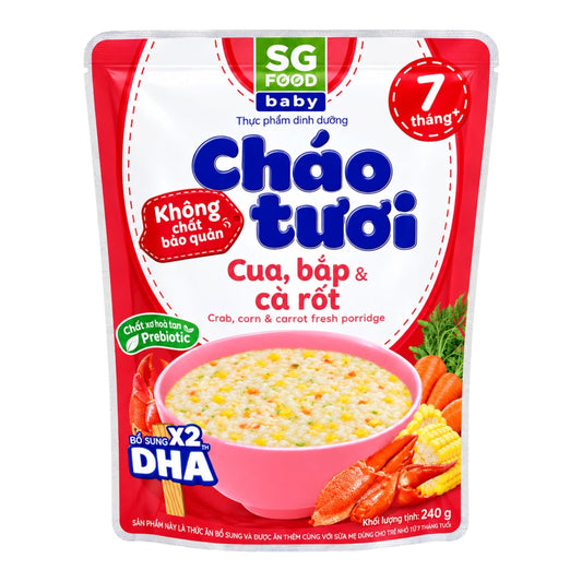 [SG Food] Baby Crab, Corn & Carrot Fresh Porridge – 240g