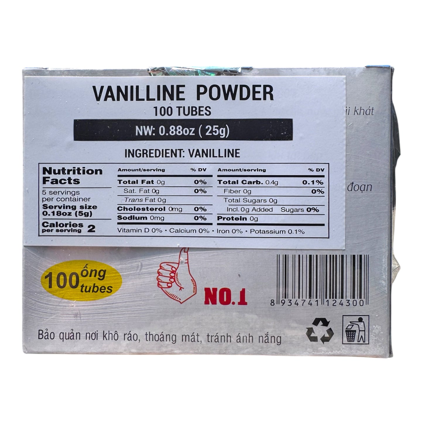 Vianco Vanilline Powder Butterfly Brand/Bot Thom Vani (100 tubes)