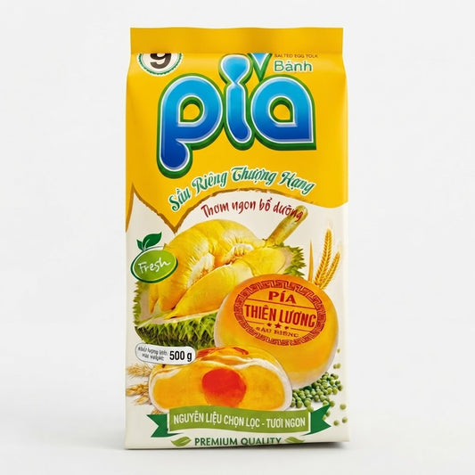 Thien Luong Premium Durian Mung Bean Salted Egg Yolk Pia Cake/Banh Pia Sau Rieng Dau Xanh Trung Muoi (9 Pcs)