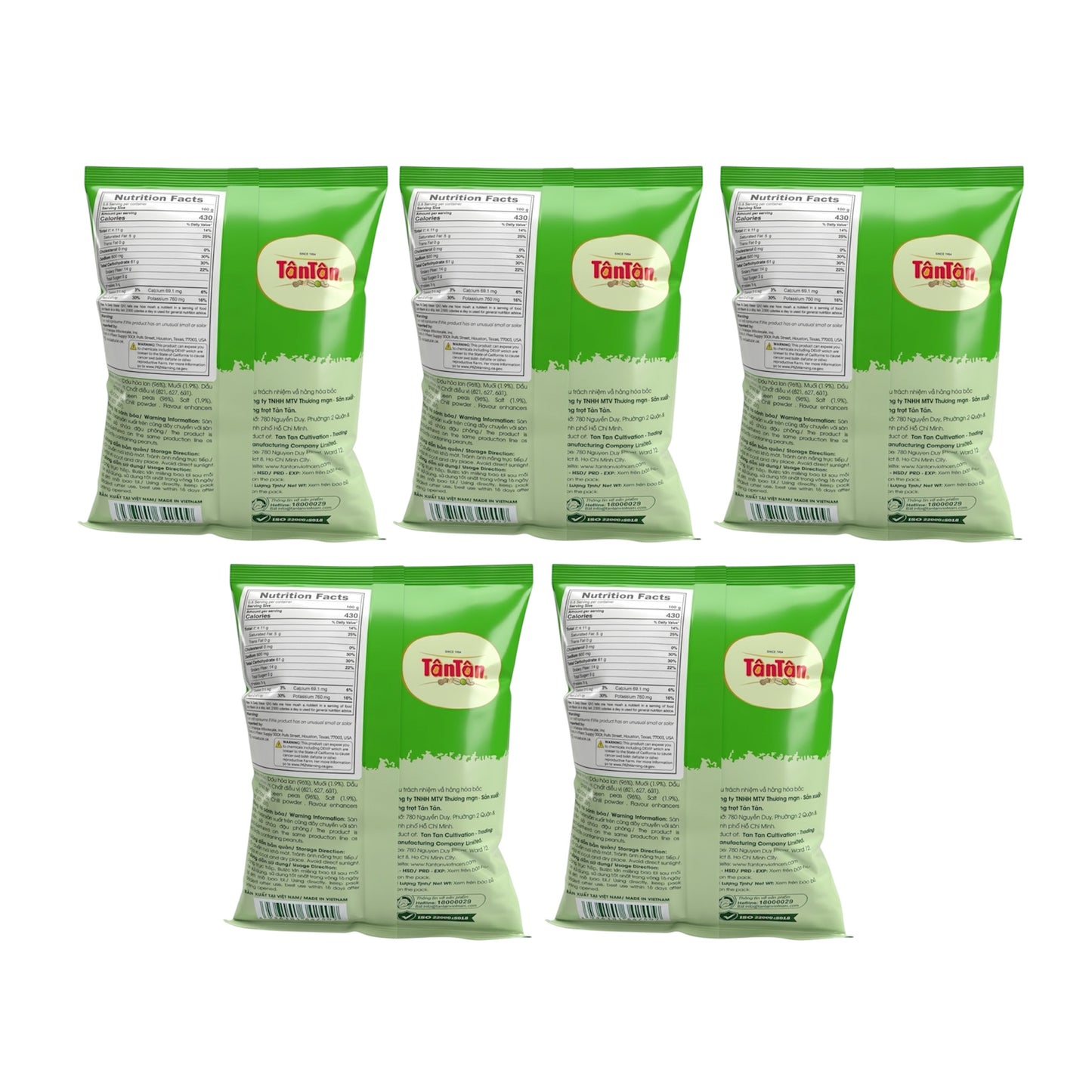 [Tan Tan] Salted Green Peas - Dau Hoa Lan Muoi - Combo 5 packs