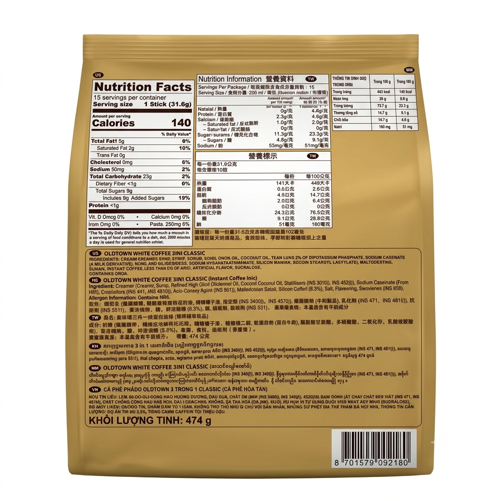 [OldTown] White Coffee Classic 3in1 Instant Coffee Beverage Mix-474g