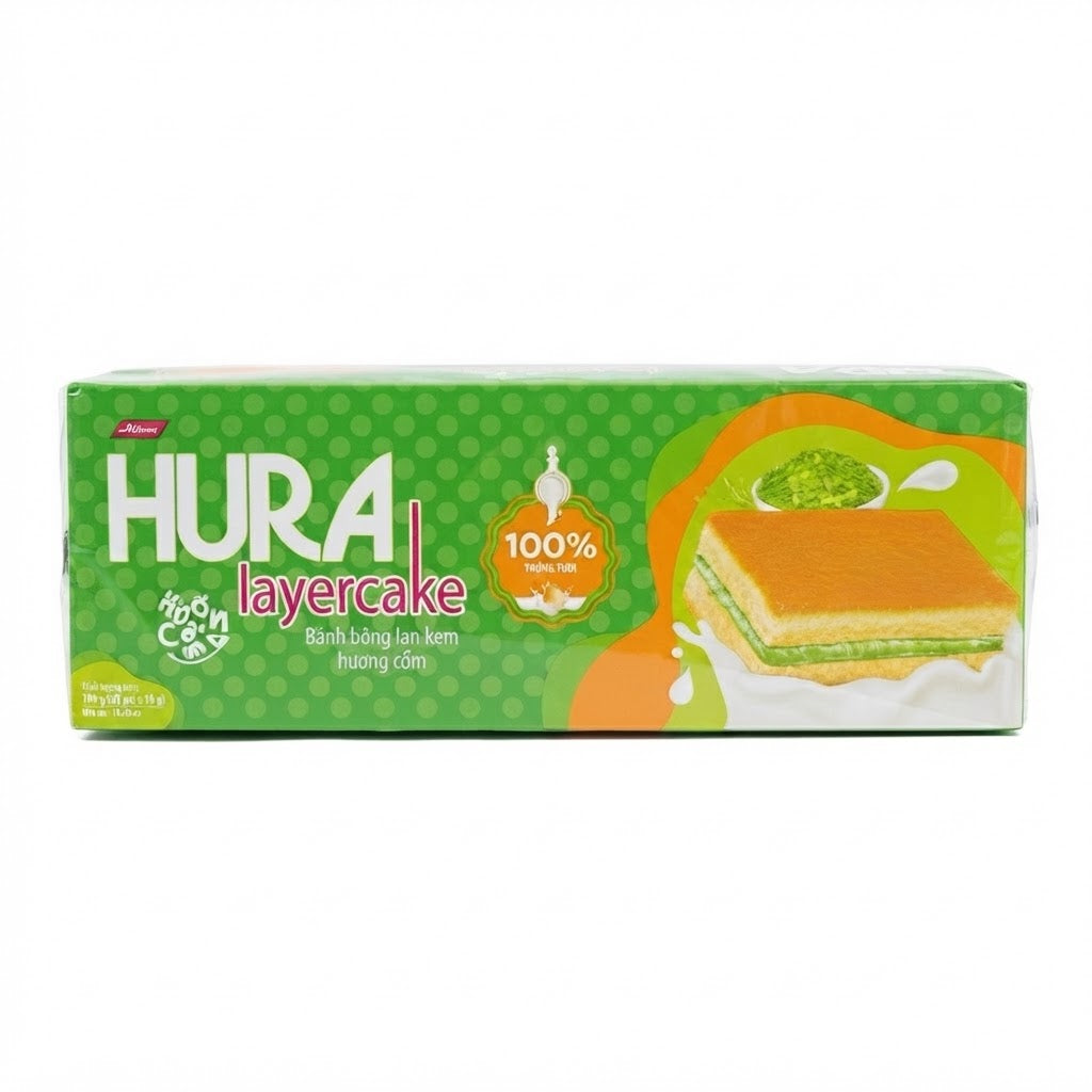 Hura Layercake Pandan Flavor/Banh Bong Lan Kem – 10.58 oz (300g)