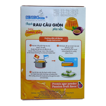 BenusCream-Passion Fruit Premix Agar Powder/Thach Rau Cau Gion Pha San (Huong Chanh Day)-3.52 Oz (100g)