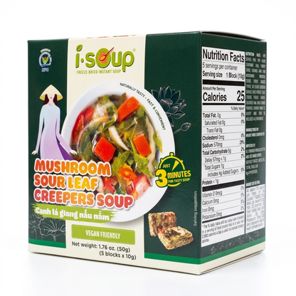 [i-Soup] Freeze Dried Instant Mushroom Sour Leaf Creepers Soup/Canh La Giang Nau Nam - 50g