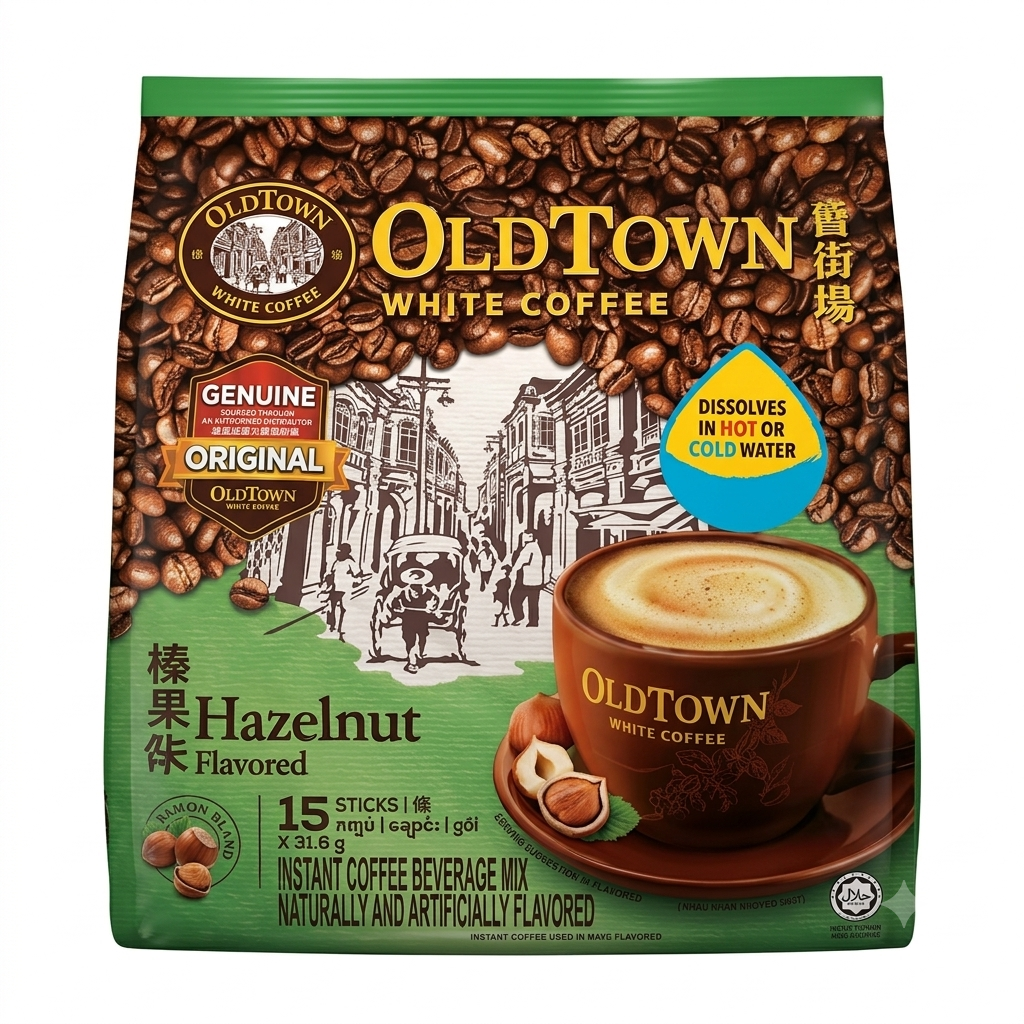 [OldTown] White Coffee Hazelnut Flavored 3in1 Instant Coffee Beverage Mix-474g