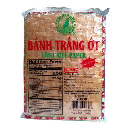 Chili Rice Paper (SQUARE)/Banh Trang Ot Cay (Vuong) - 200g