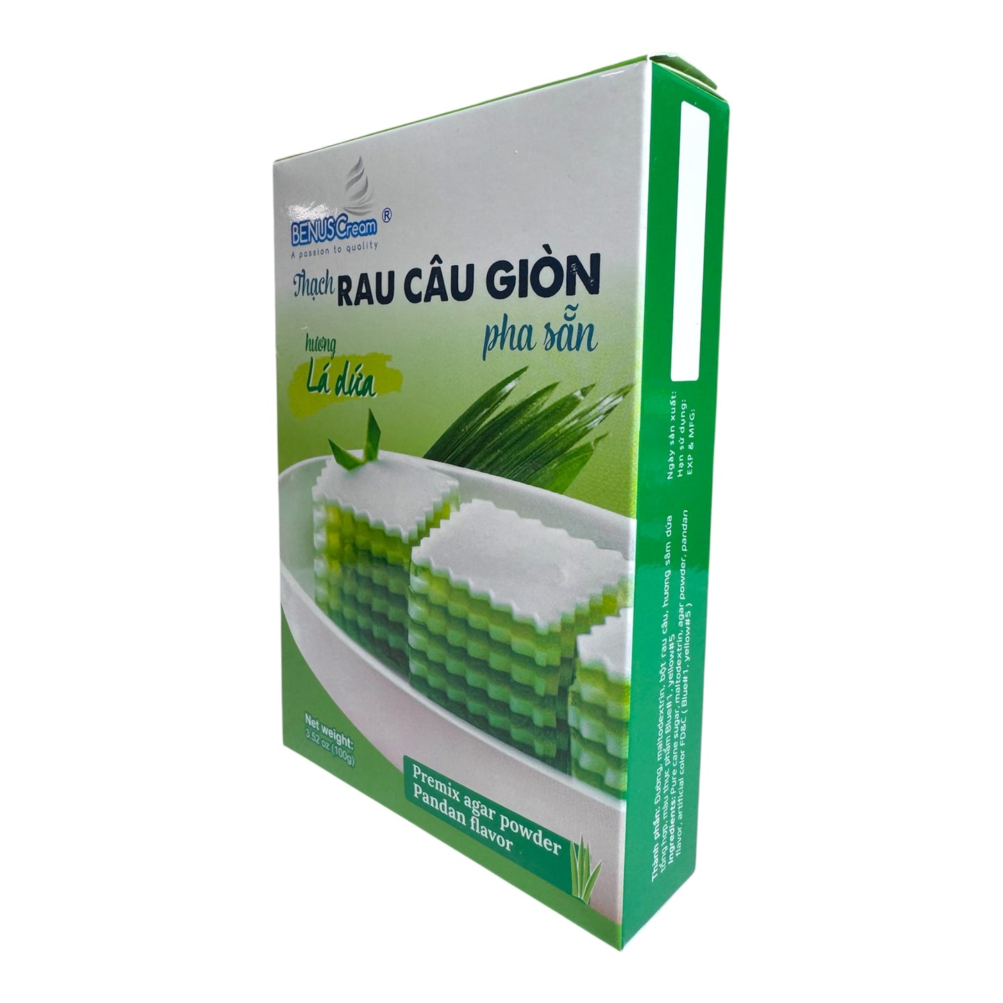 BenusCream-Pandan Premix Agar Powder/Thach Rau Cau Gion Pha San (Huong La Dua)