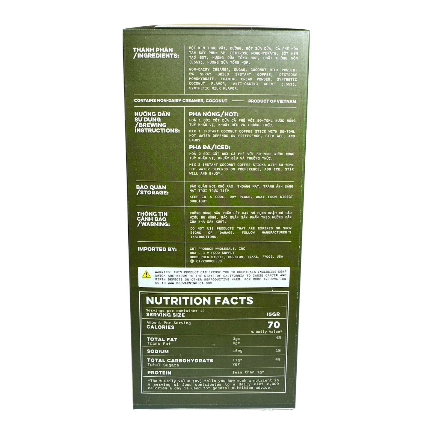 Instant Coconut Coffee/Cafe Cot Dua