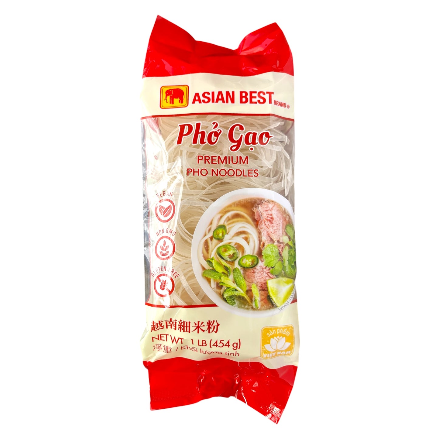ASIAN BEST Premium Pho Noodles/Pho Gao Cao Cap - 1 LB (454 g)