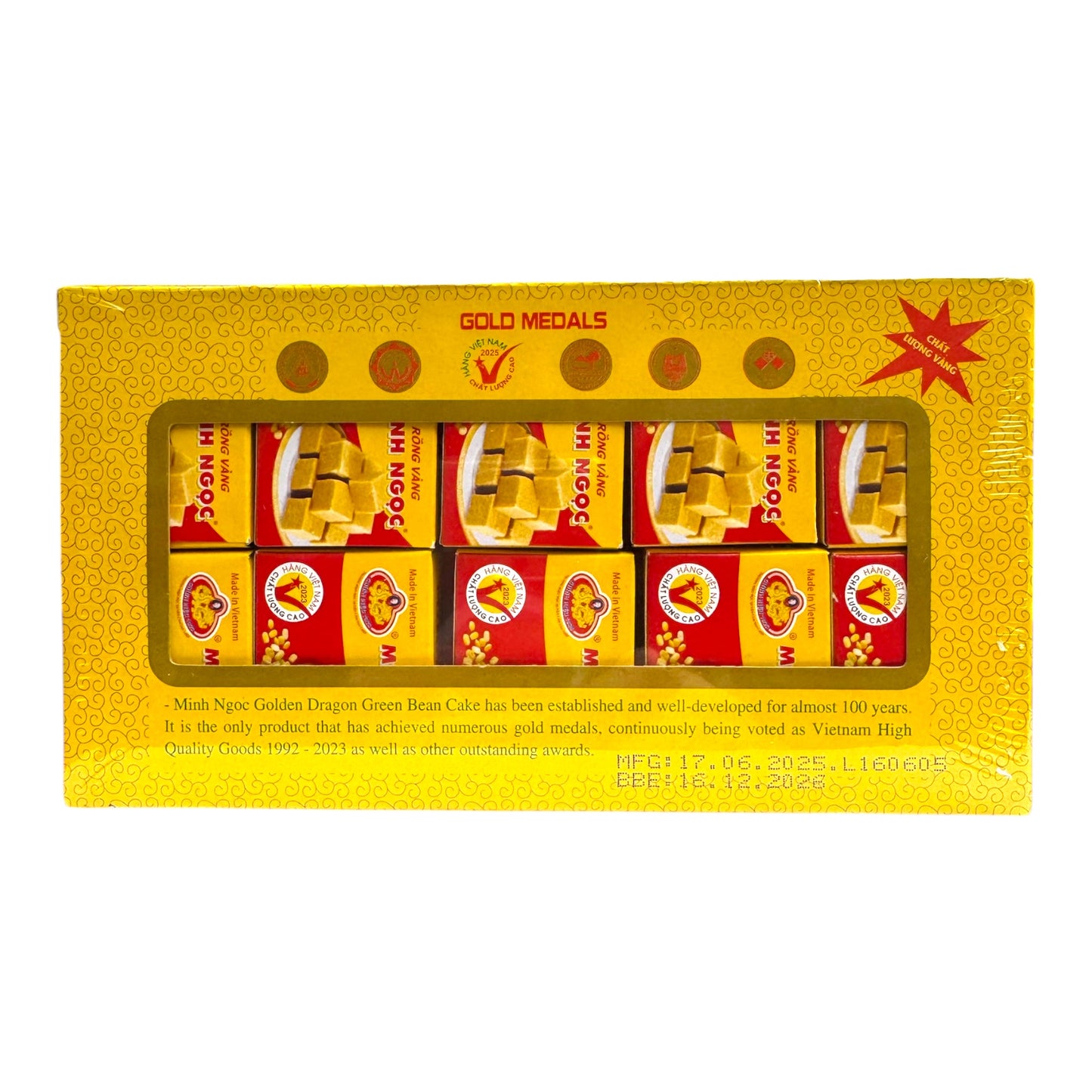 Minh Ngoc Golden Dragon Mung Bean Cake - Banh Dau Xanh Rong Vang (200g)