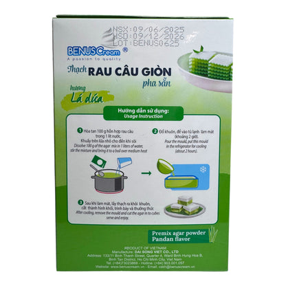 BenusCream-Pandan Premix Agar Powder/Thach Rau Cau Gion Pha San (Huong La Dua)