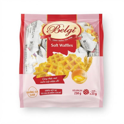 [Belgi] Soft Waffles/Banh Trung Sua Mem – 230g (10 packs x 23g)