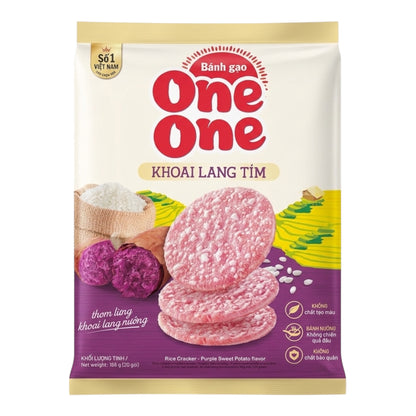 One One Purple Sweet Potato Rice Cracker/Banh Gao Vi Khoai Lang Tim - 166g (20 packs)