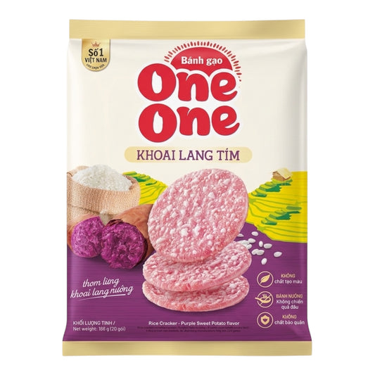 One One Purple Sweet Potato Rice Cracker/Banh Gao Vi Khoai Lang Tim - 166g (20 packs)