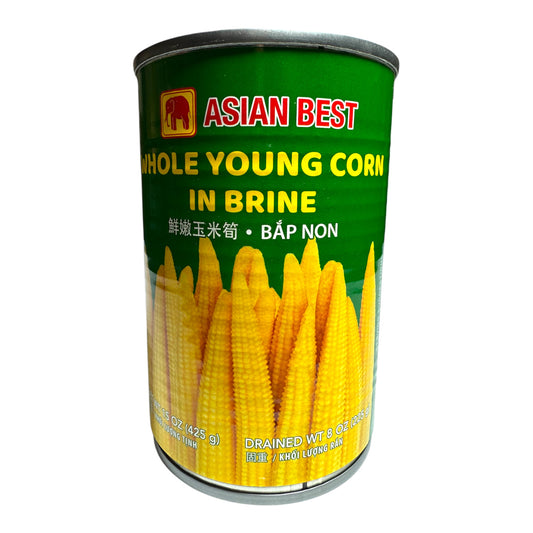 Asian Best-Whole Young Corn In Brine/Bap Non Nguyen Cay 15 Oz (425g)