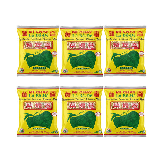 Vegetarian Instant Ramen Noodles/Mi Chay La Bo De - Combo 6 Packs