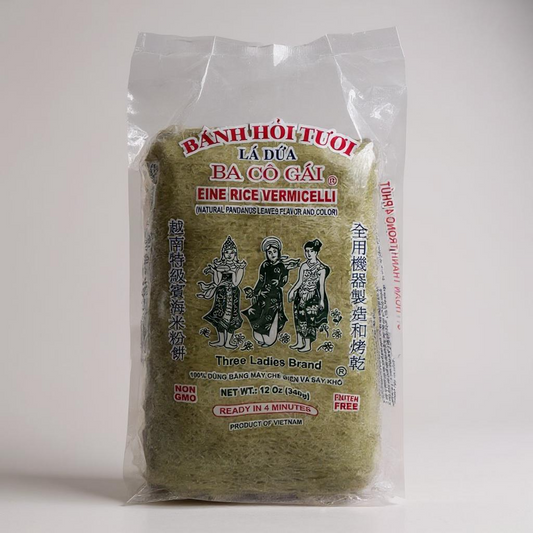 Three Ladies Brand Rice Vermicelli Pandan- Bánh Hỏi Tươi Ba Cô Gái - 12 oz