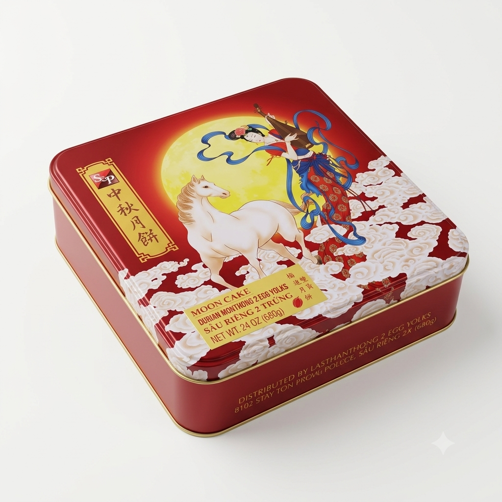 S&P Moon Cake Durian Monthong 2 Egg Yolks/Banh Trung Thu Sau Rieng 2 Trung