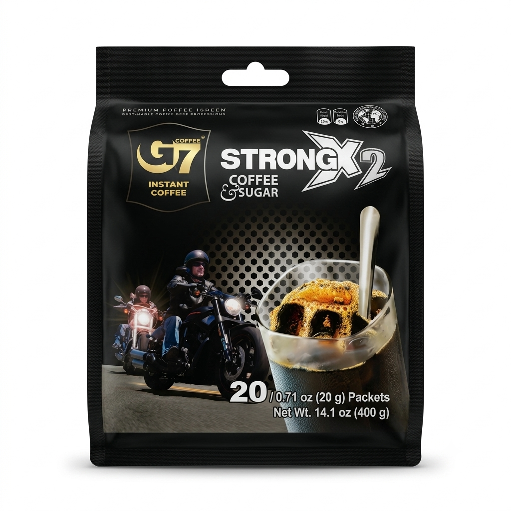 G7 Strong X2 Instant Coffee & Sugar/Ca Phe Den Hoa Tan