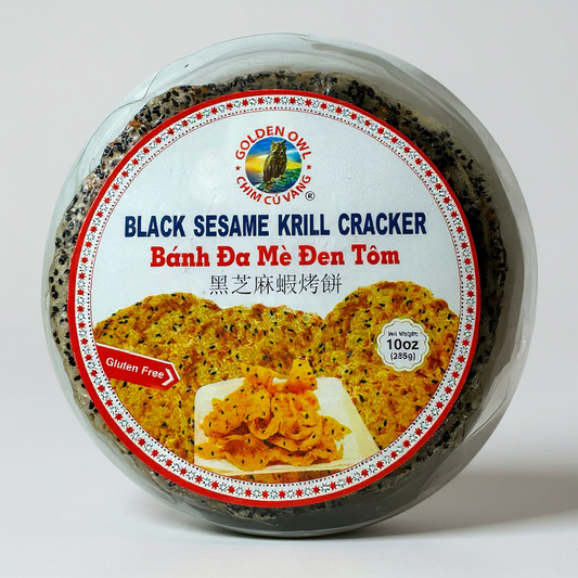 Black Sesame Krill Cracker | Banh Da Me Den Tom – 10 OZ (285g)