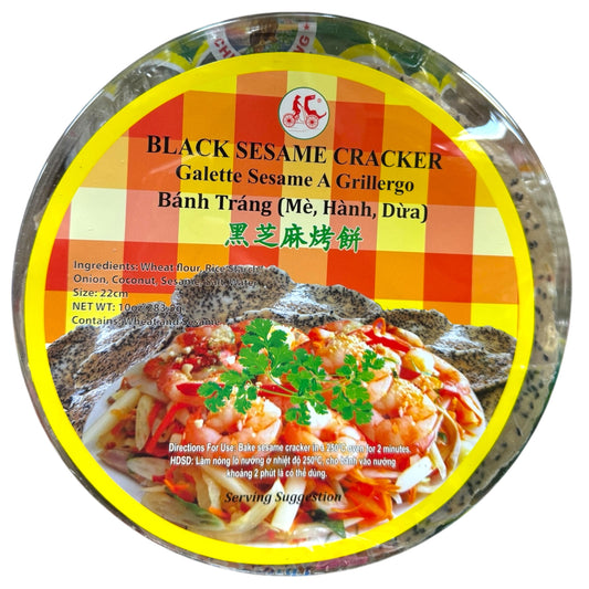 Black Sesame Cracker -Bánh Tráng Mè Đen – Vị Hành Dừa 10 oz
