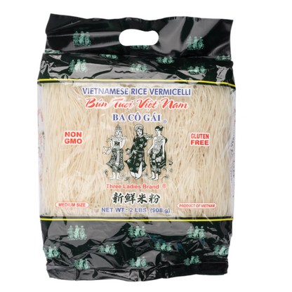 Three Ladies Brand Vietnamese Rice Vermicelli Bún Tươi Việt Nam - 2 lbs