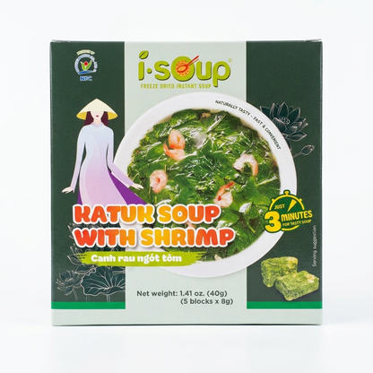 [i-Soup] Freeze Dried Instant Katuk Soup with Shrimp/Canh Rau Ngot Tom - 40g