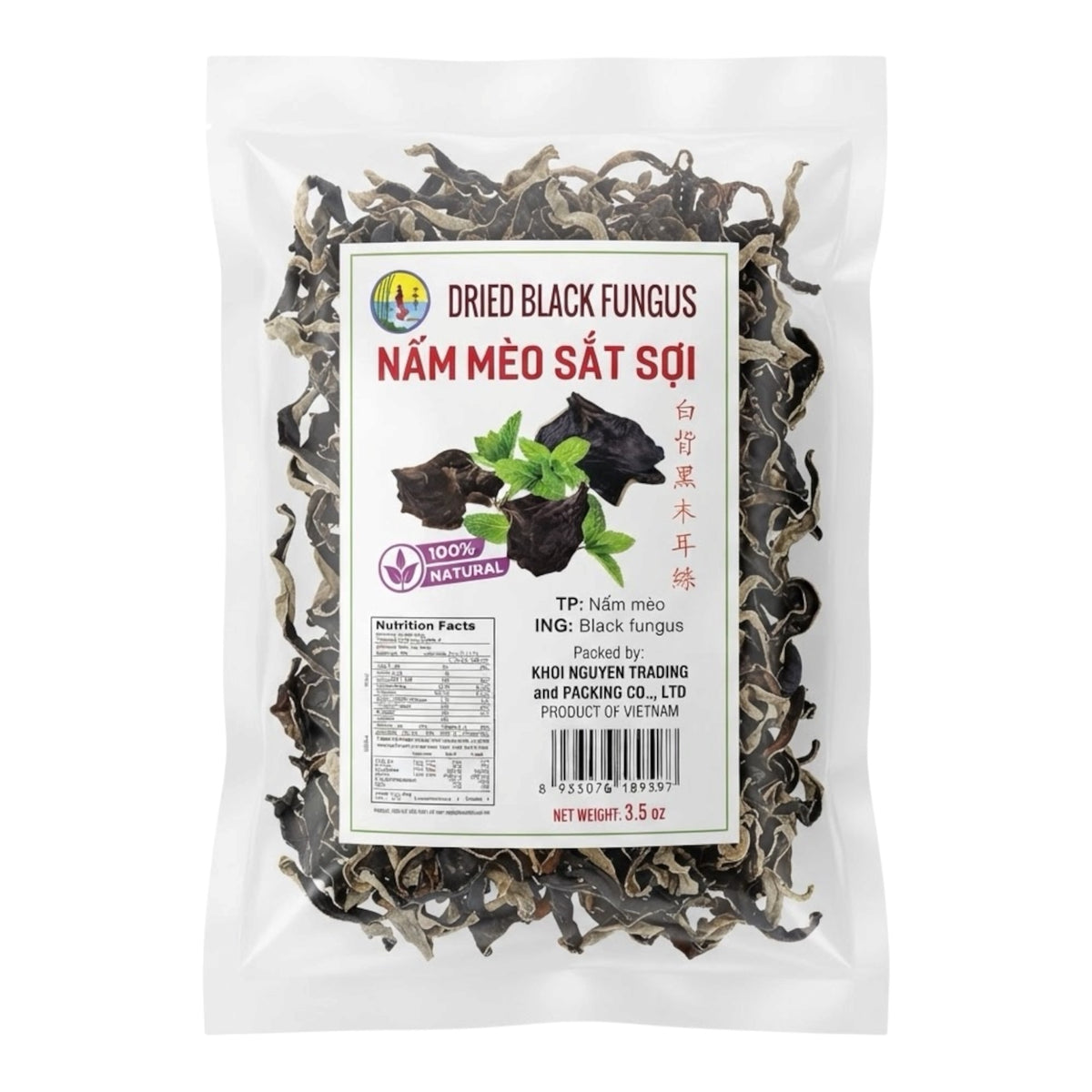 Dried Black Fungus (Strip)/Nam Meo Cat Soi – 3.5 oz