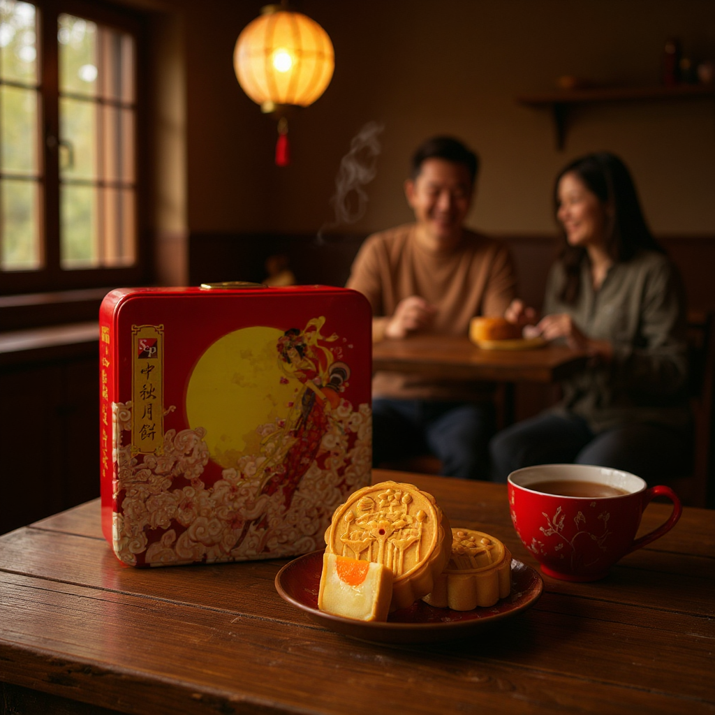 S&P Lotus Seed Mooncake 2 Egg Yolks - 4pcs (24 oz 680g)  Bánh Trung Thu Hạt Sen 2 Trứng