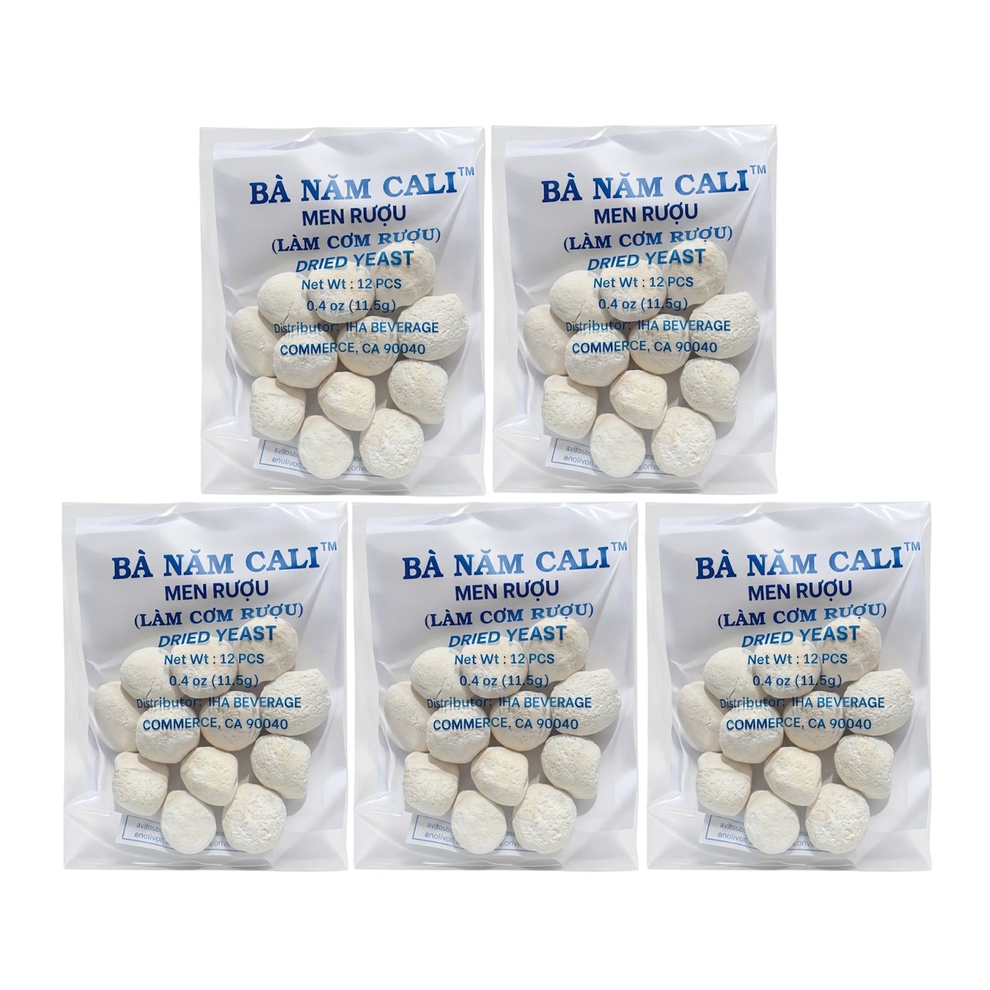 Dried Yeast (For Fermented Sticky Rice)/Men Ruou (Lam Com Ruou)-Pack of 5 (12pcs/bag)