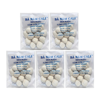 Dried Yeast (For Fermented Sticky Rice)/Men Ruou (Lam Com Ruou)-Pack of 5 (12pcs/bag)