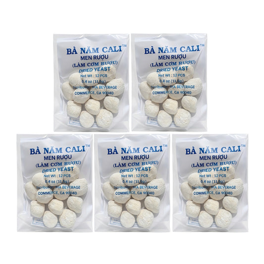 Dried Yeast (For Fermented Sticky Rice)/Men Ruou (Lam Com Ruou)-Pack of 5 (12pcs/bag)