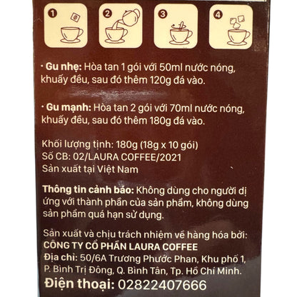 Laura Coffee - Instant Coffee with Ganoderma Cà phê Nấm Linh Chi box of 10 packs
